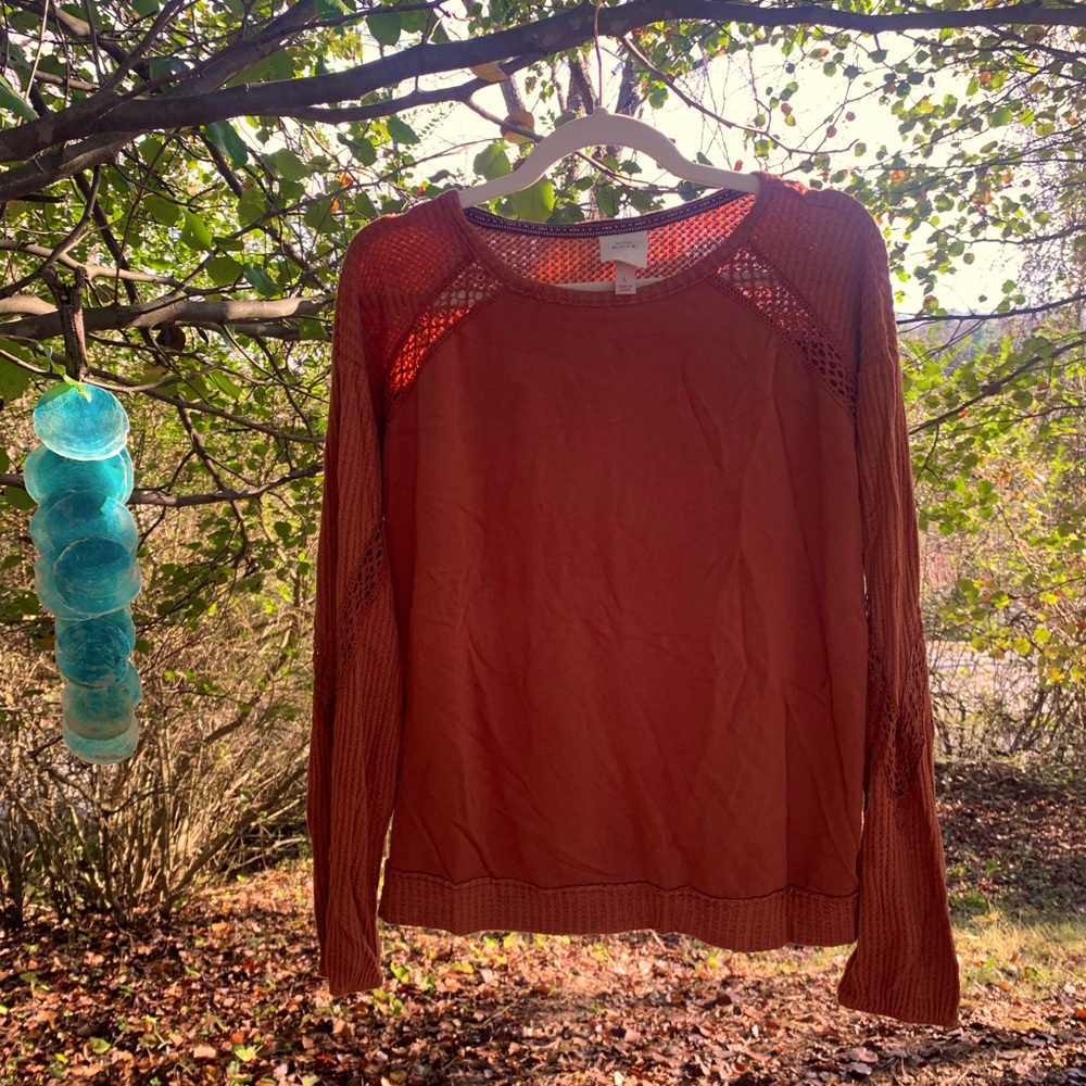 🌹 Knox Rose burnt orange long sleeve top ❄️ size L womens